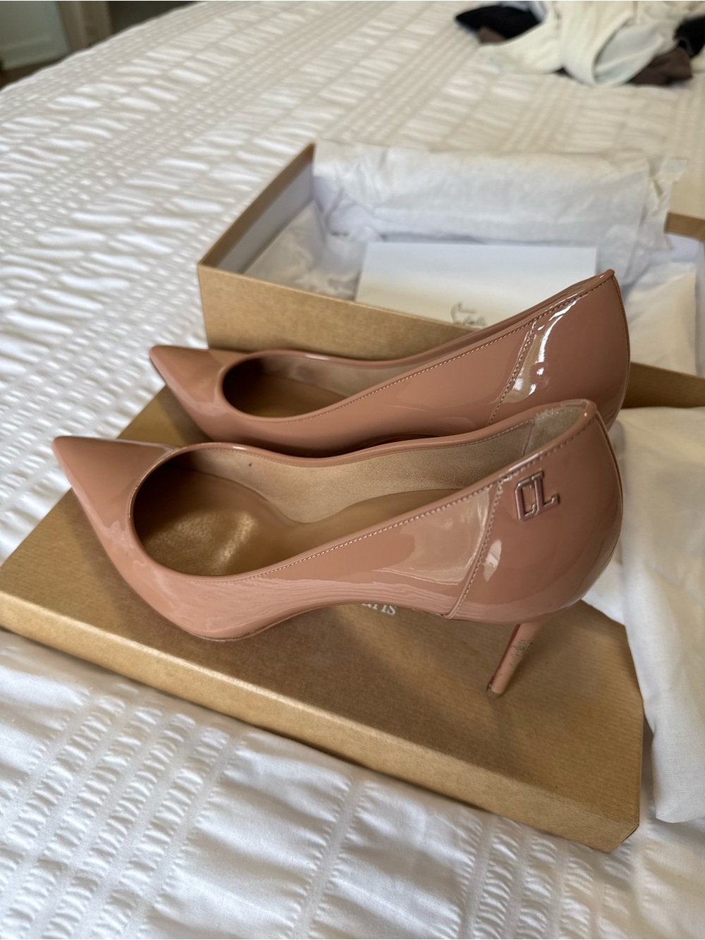 Christian Louboutin Blush Patent Pointed-Toe Stiletto Pumps